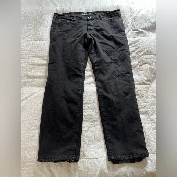 Men's Eddie Bauer black lined jeans size 40x34 - Picture 1 of 13